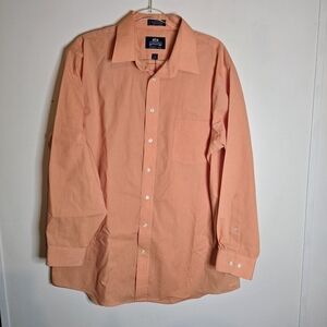 Stafford Orange Broadcloth Button Up Cotton Shirt